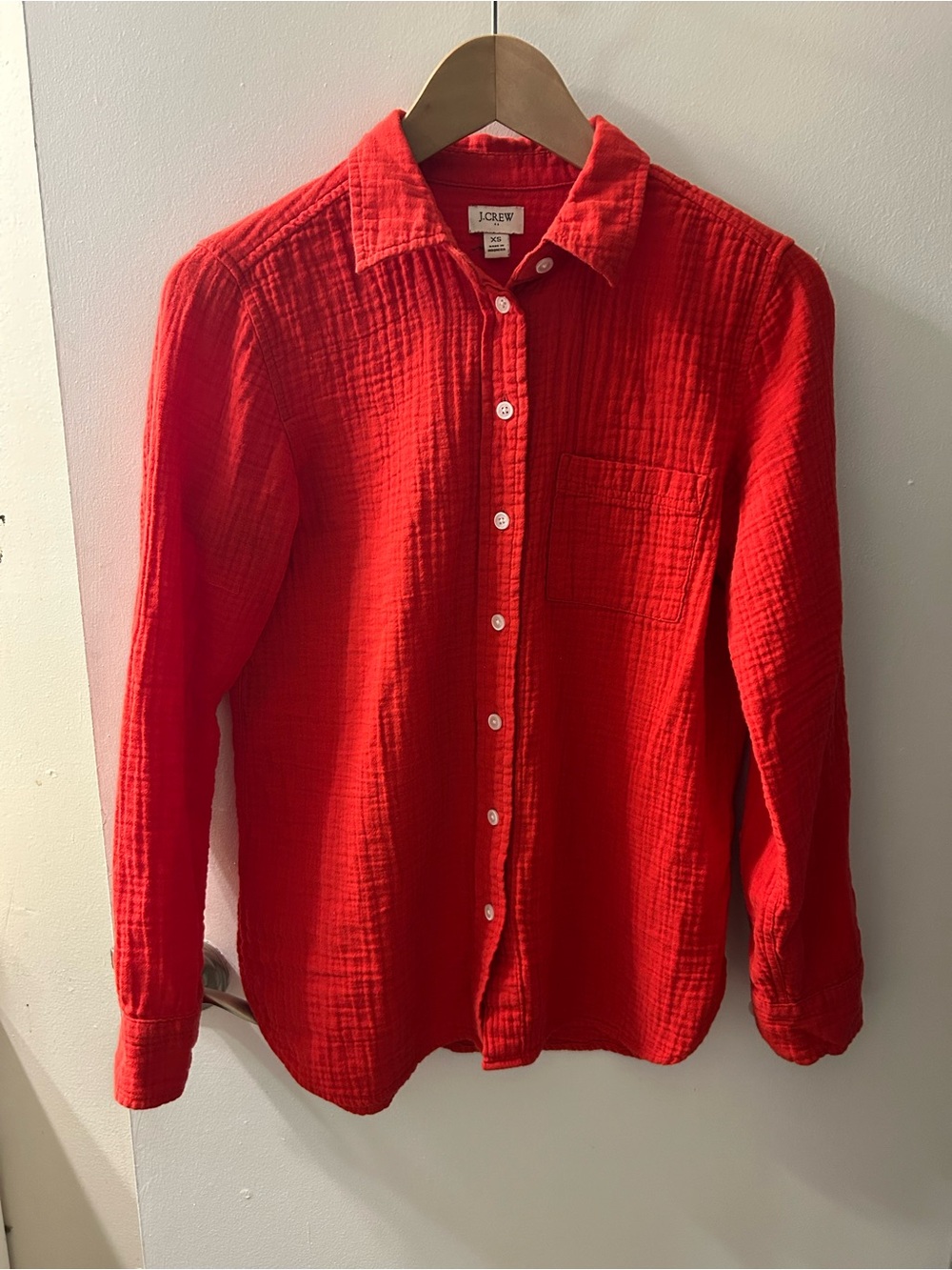J. Crew Men’s Bright Red Textured Button-Down Shirt